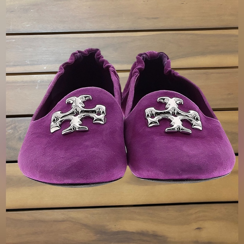 Tory Burch Purple Flats with Silver Emblem